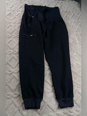 Figs Black Maternity Jogger Pants w/ Stretch Panel ~ Size Large ~ Medical Staff